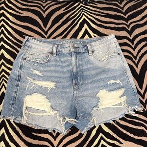 American Eagle Outfitters Light Blue Distressed Jean Shorts
